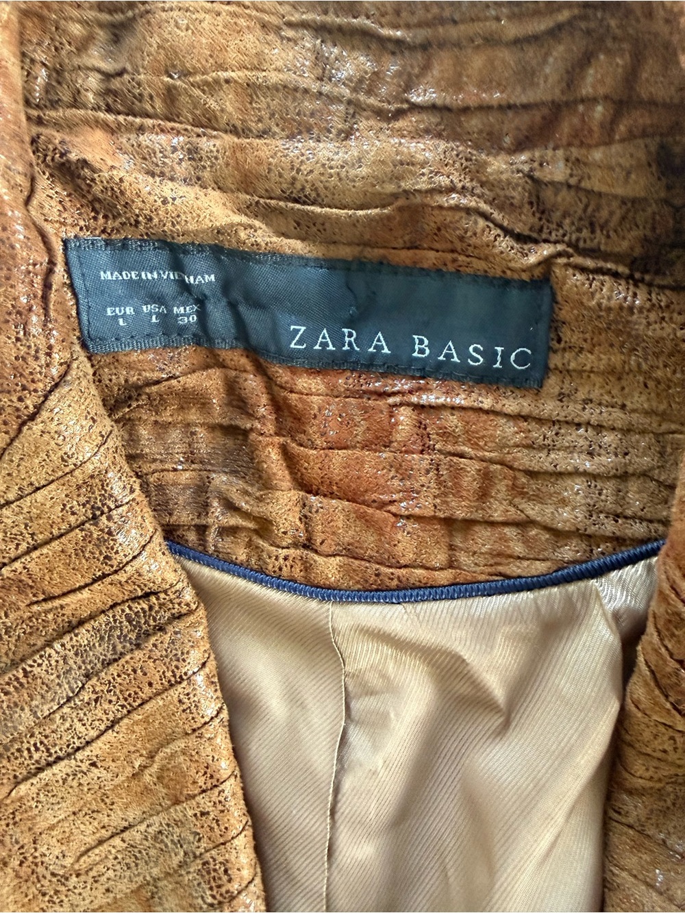 Zara Brown Ribbed Textured Blazer Jacket size Large/M - Picture 7 of 11